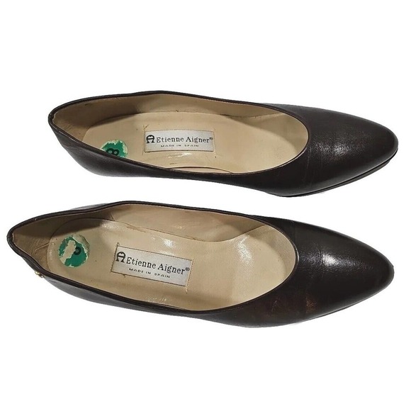 Etienne Aigner ~Woman Size 8~Brown Heels Shoes All Leather Upper "Priscila" - Picture 6 of 12